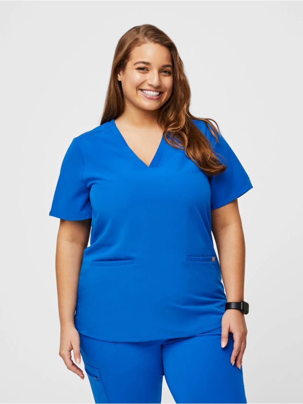 Figs Royal Blue Coordinating Scrub Set Pant Size XLP and Top Size XL